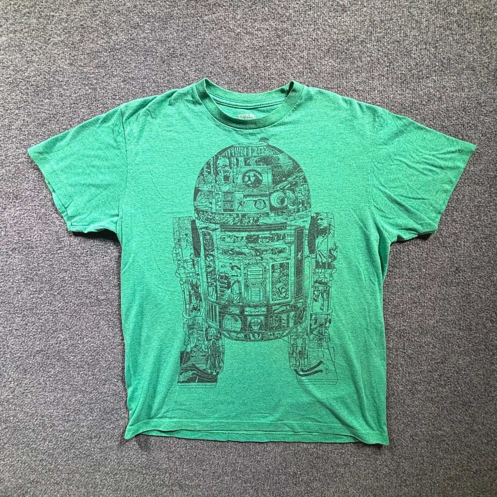 Star Wars R2-D2 Graphic T-Shirt Mens Large Green Cotton Short Sleeve Crew Neck